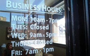 Cut Vinyl Business Hours Door Stickers