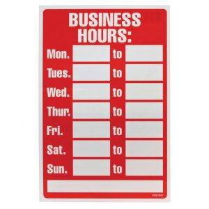 Blank Customizable Hours of Operation Sign
